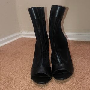 Women’s black mesh bootie heels